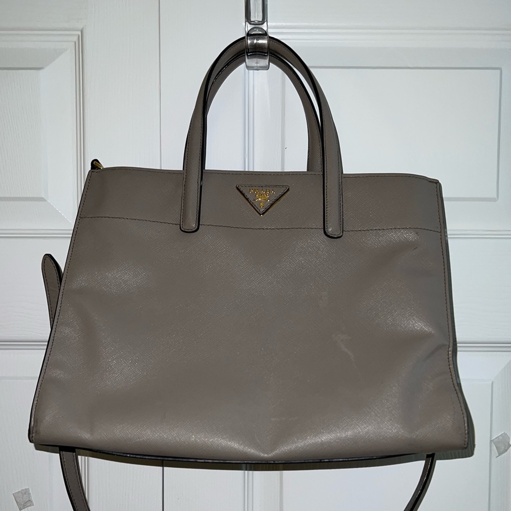 Prada Saffiano Soft Tote - Taupe